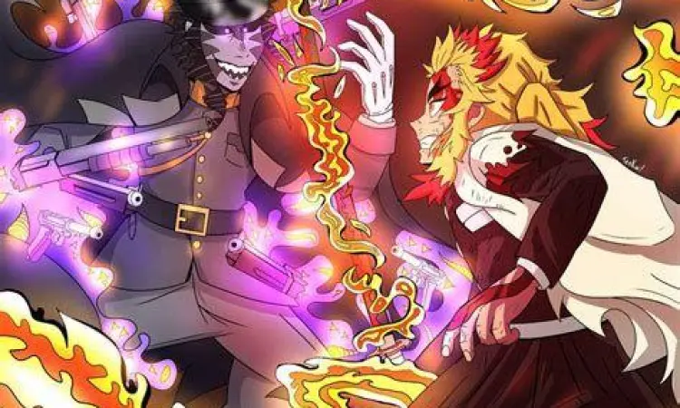 Kyojuro vs Hairo Pertarungan Kyojuro vs Hairo