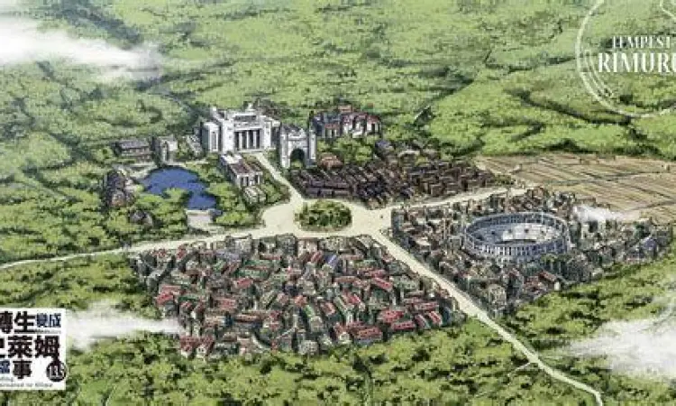 Pemandangan kota Jura Tempest Federation dalam manga