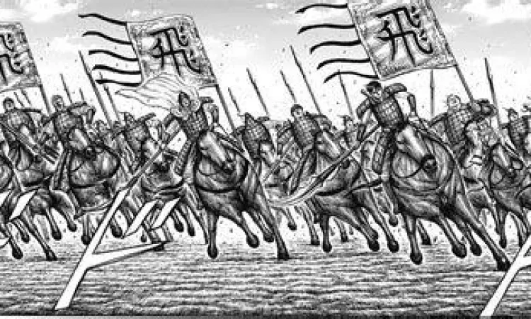 Unit Hi Shin mendaki tebing di Kingdom 679