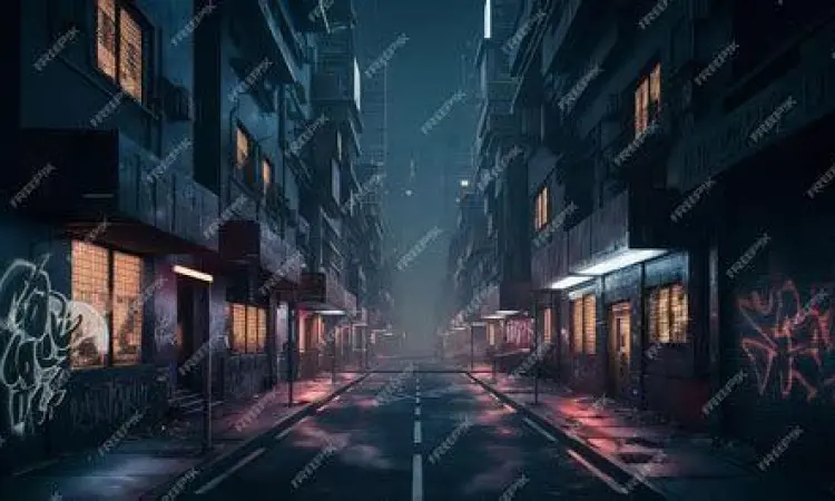 Latar Kota Distopia Kota distopia di malam hari yang sunyi