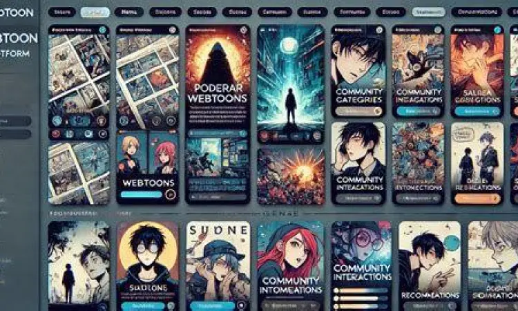 Tampilan antarmuka aplikasi webtoon digital modern