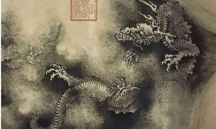 Lukisan gulung tradisional naga Panlong