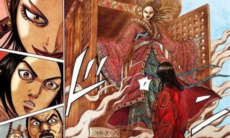 Kaisar Ei Sei Panel Ei Sei sedang berpidato di depan rakyat Qin