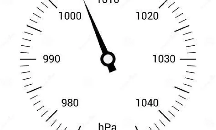 Tampilan angka tekanan udara pada perangkat barometer digital