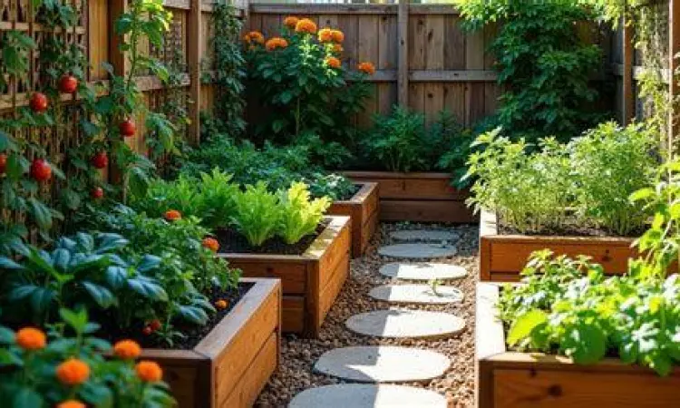 Berkebun di Masa Pensiun Kebun sayur organik kecil di depan rumah kayu