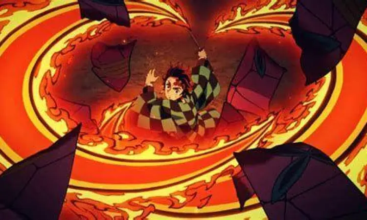 Tanjiro Hinokami Kagura Tanjiro menggunakan teknik Hinokami Kagura