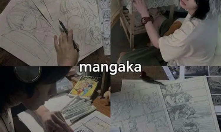 Proses Kreatif Pembuatan Komik Ilustrator sedang menggambar manga di tablet grafis