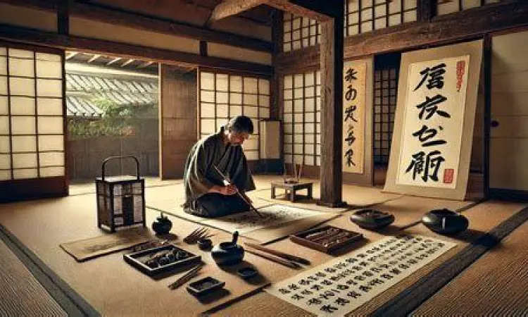 Kaligrafi Jepang tulisan kanji Gaishu Isshoku