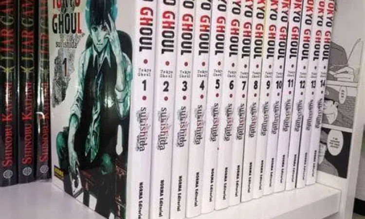 Koleksi Manga di Rak Koleksi manga Tokyo Ghoul di rak buku pribadi