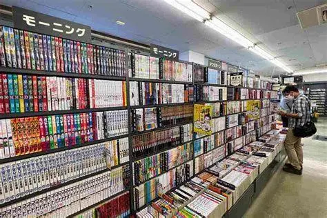 Distribusi Manga di Jepang Rak buku manga di toko Akihabara