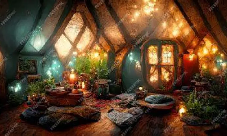 Interior rumah pondok fantasi yang nyaman