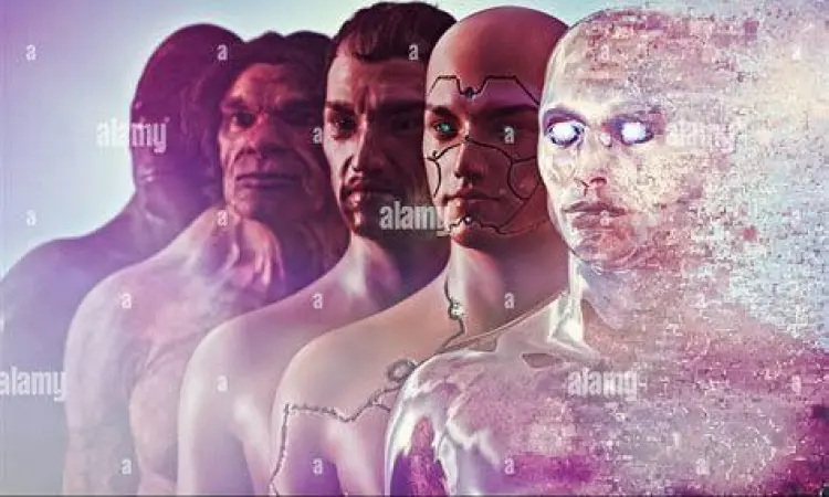 Ilustrasi evolusi manusia menjadi cyborg