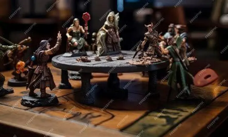 Miniatur karakter di atas meja permainan