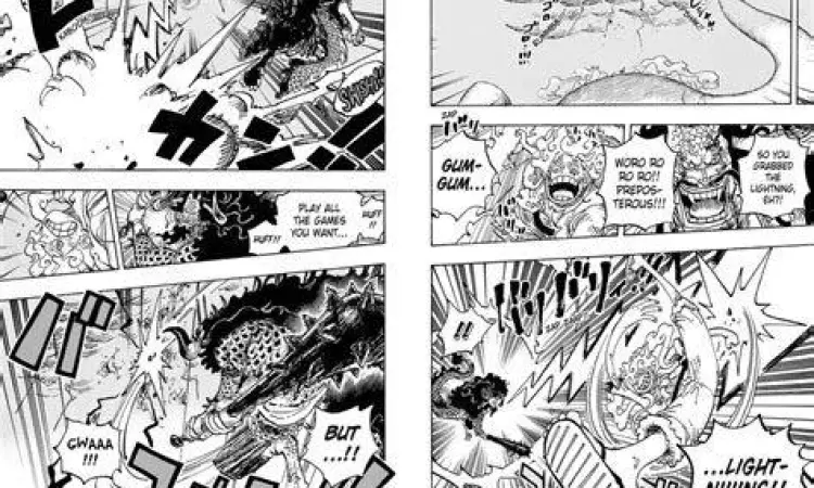 Luffy memegang petir Gear 5